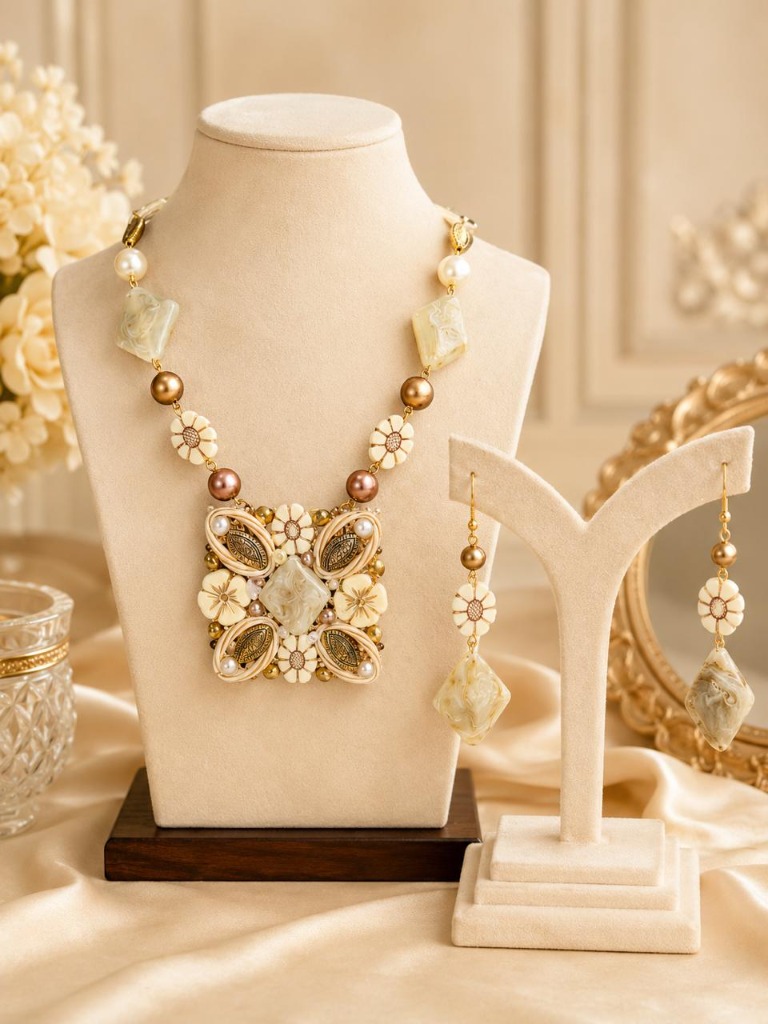 Exquisite Floral Design Necklace and Earring Set